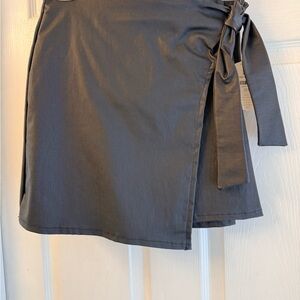 Altar'd State Black Faux Leather Wrap Mini Skirt with Side Tie